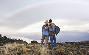 Potential Opdualag patient looking at a scenic view with their partner.