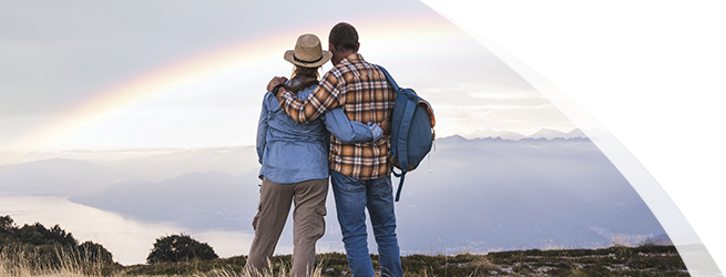 Potential Opdualag patient looking at a scenic view with their partner.